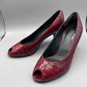 COUTURE Donald J. Pliner red open toe snake print sz 5